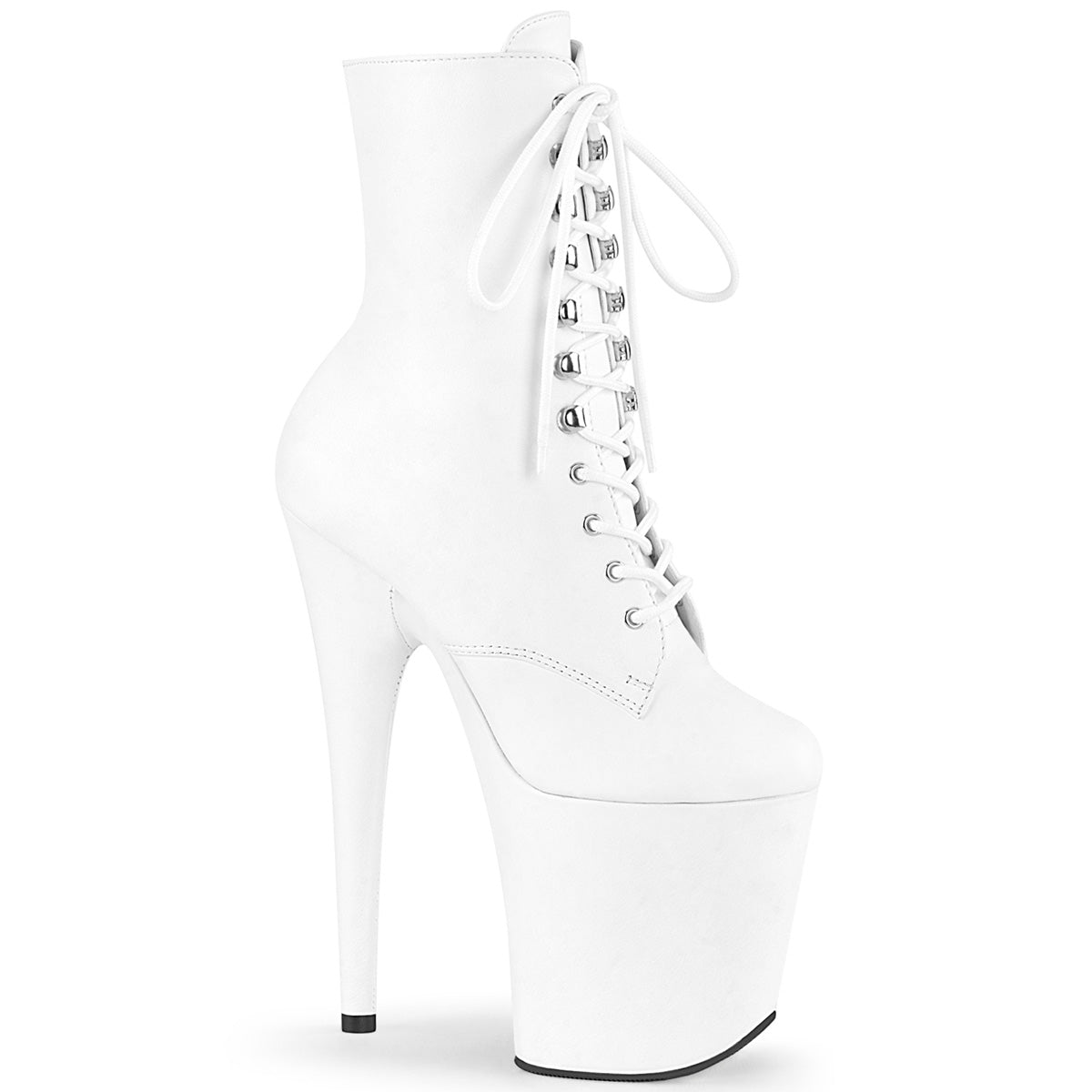 Pleaser Damen Knöchelstiefel FLAMINGO-1020LWR WHHT Leather / WHT Leder
