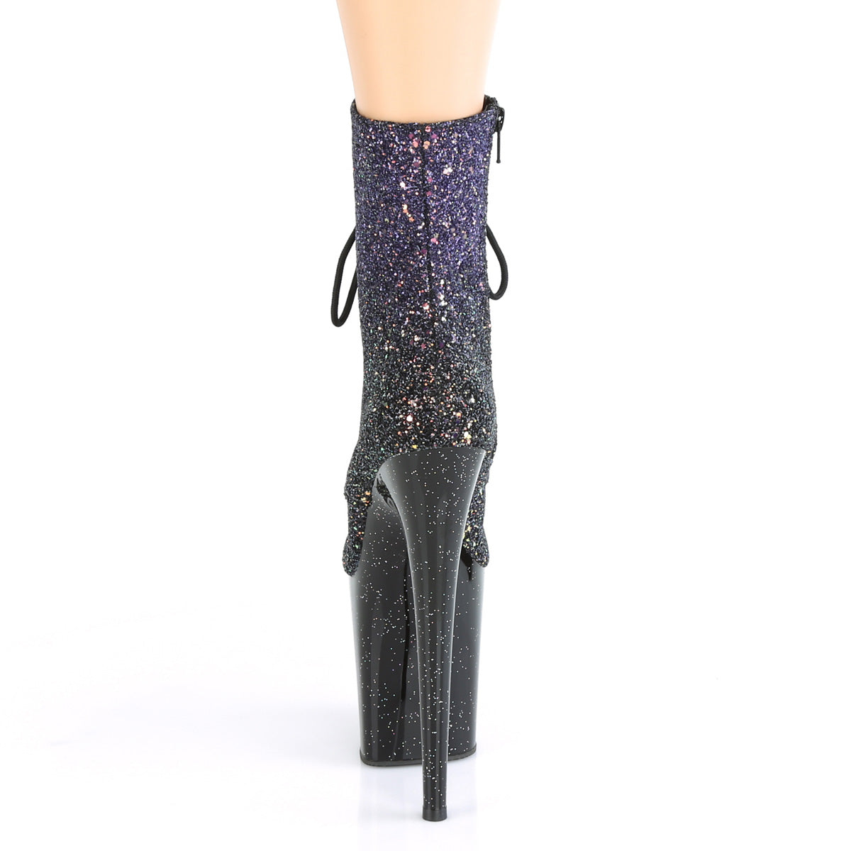 Pleaser Damen Knöchelstiefel FLAMINGO-10208ombg lila Multi Glitter / BLK