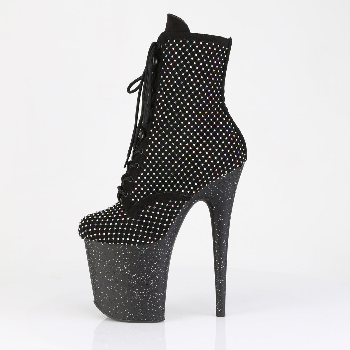 Pleaser Women's Platform Shoes FLAMINGO-1020RM Blk Faux Suede-RS Mesh/Blk Matte