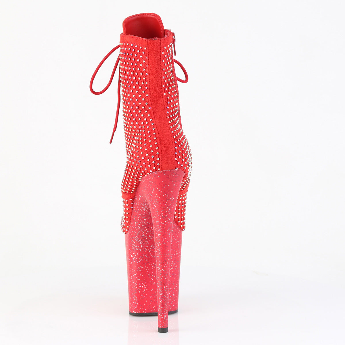 Pleaser Women's Platform Shoes FLAMINGO-1020RM Red Faux Suede-RS Mesh/Red Matte