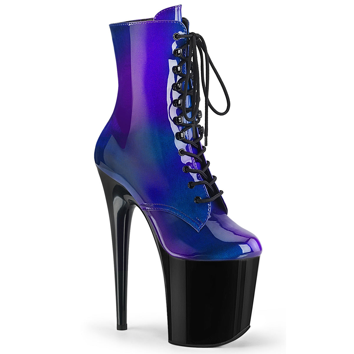 Pleaser Damen Knöchelstiefel FLAMINGO-1020SHG Blue-Purple / BLK
