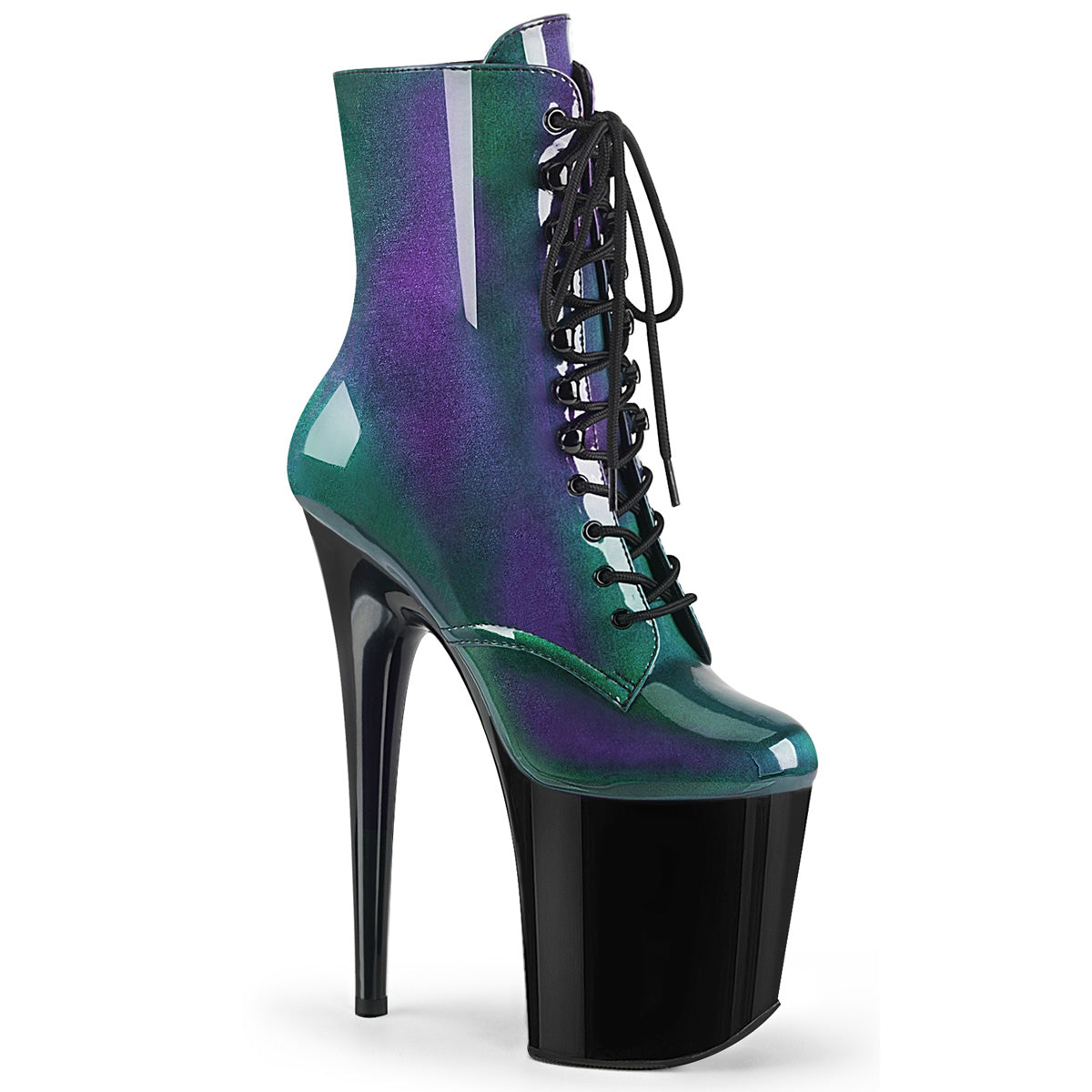 Pleaser Damen Knöchelstiefel FLAMINGO-1020Shg lila-grün / blk