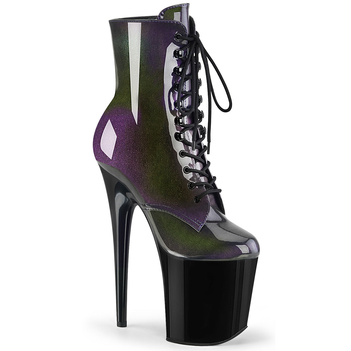 Pleaser Damen Knöchelstiefel FLAMINGO-1020SHG Purpur-Olive/ Blk.