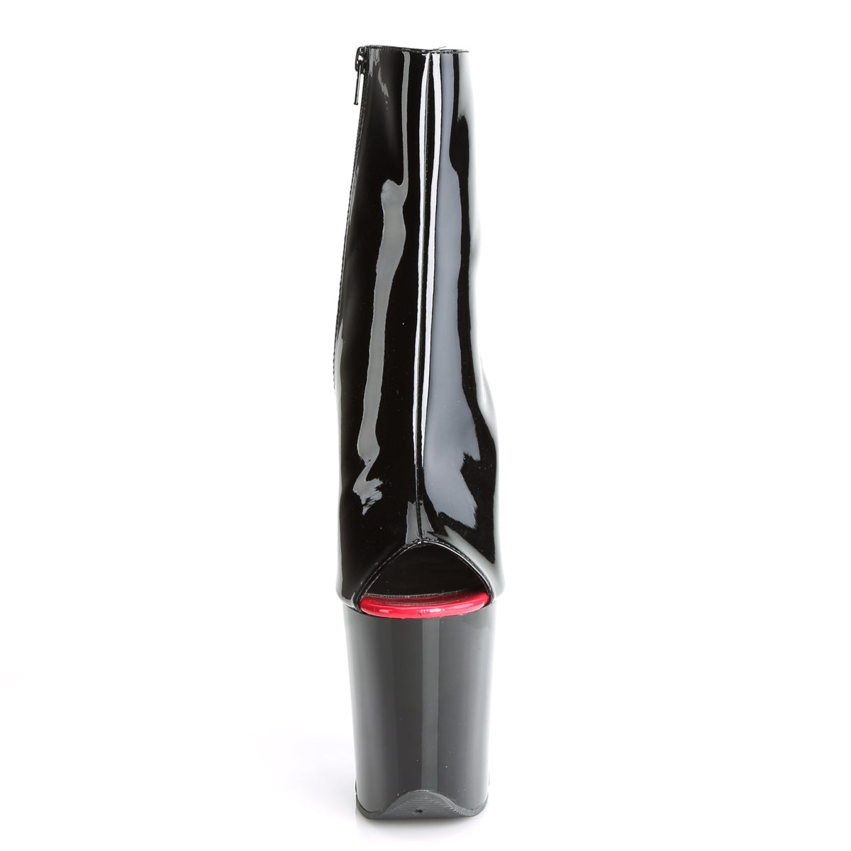 Pleaser Damen Knöchelstiefel FLAMINGO-1025 BLK-Red Pat / BLK