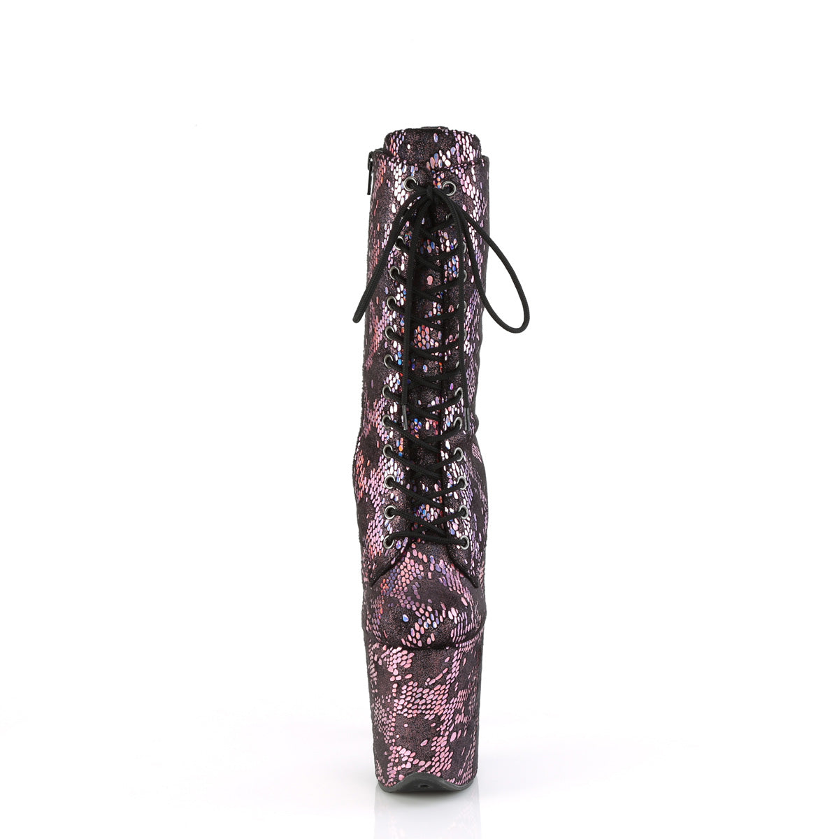 Pleaser FLAMINGO-1040SPF B. Pink Metallic Holo Schlangendruckstoff/m