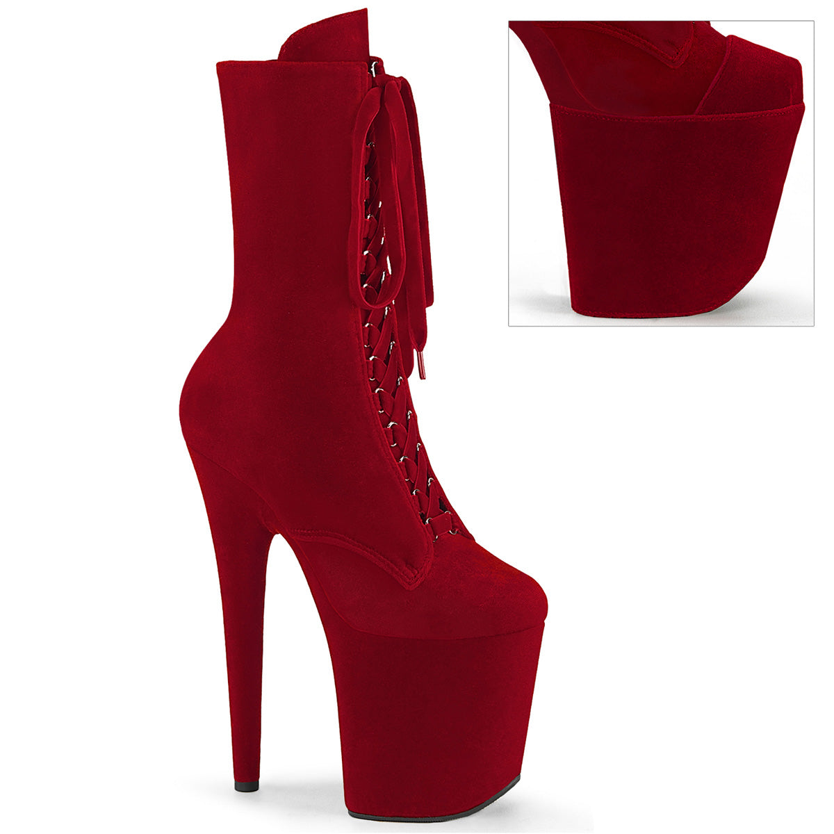 Pleaser Stiefeletten FLAMINGO-1045vel Red Velvet/Red Samt