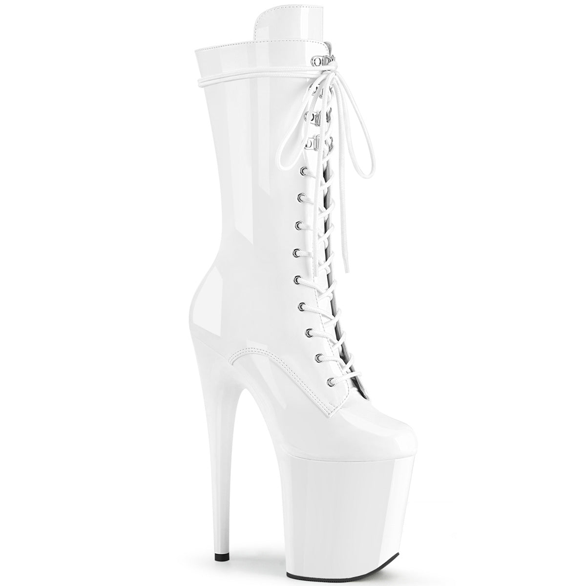 Pleaser Damen Knöchelstiefel FLAMINGO-1050 WHT PAT / WHT