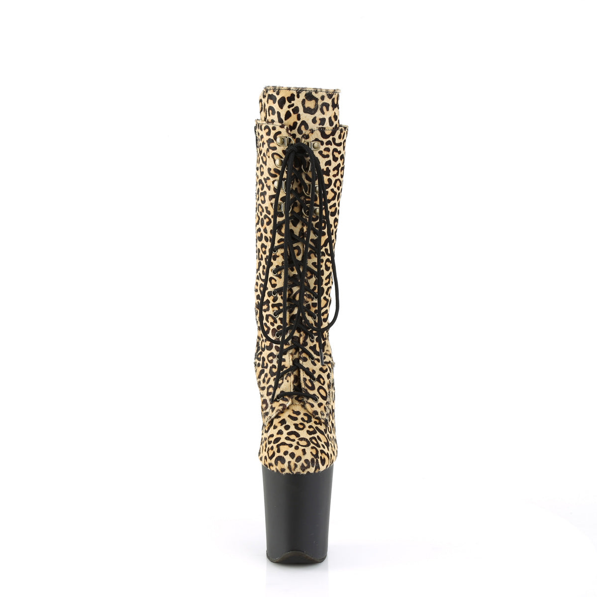 Pleaser Stiefeletten FLAMINGO-1050 LP Leopard Print Pony Hair / Black Matt