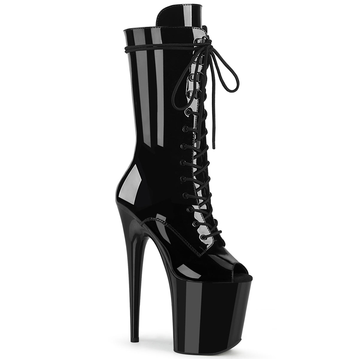 Pleaser Damen Knöchelstiefel FLAMINGO-1051 BLK Pat / BLK