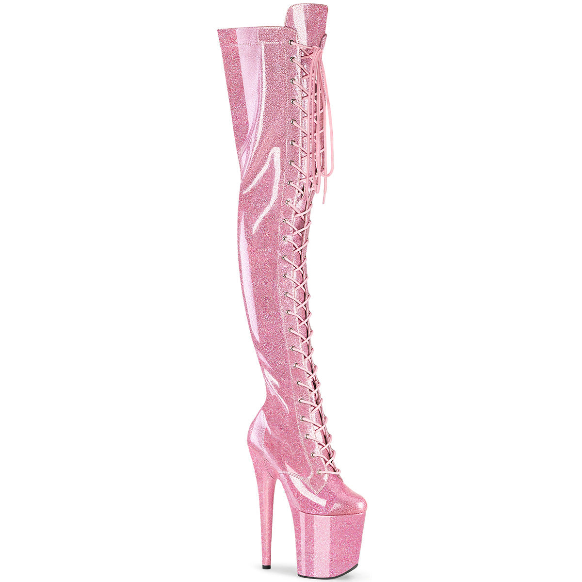 Pleaser Women's Platform Shoes FLAMINGO-3020GP B. Pink Glitter Pat/M