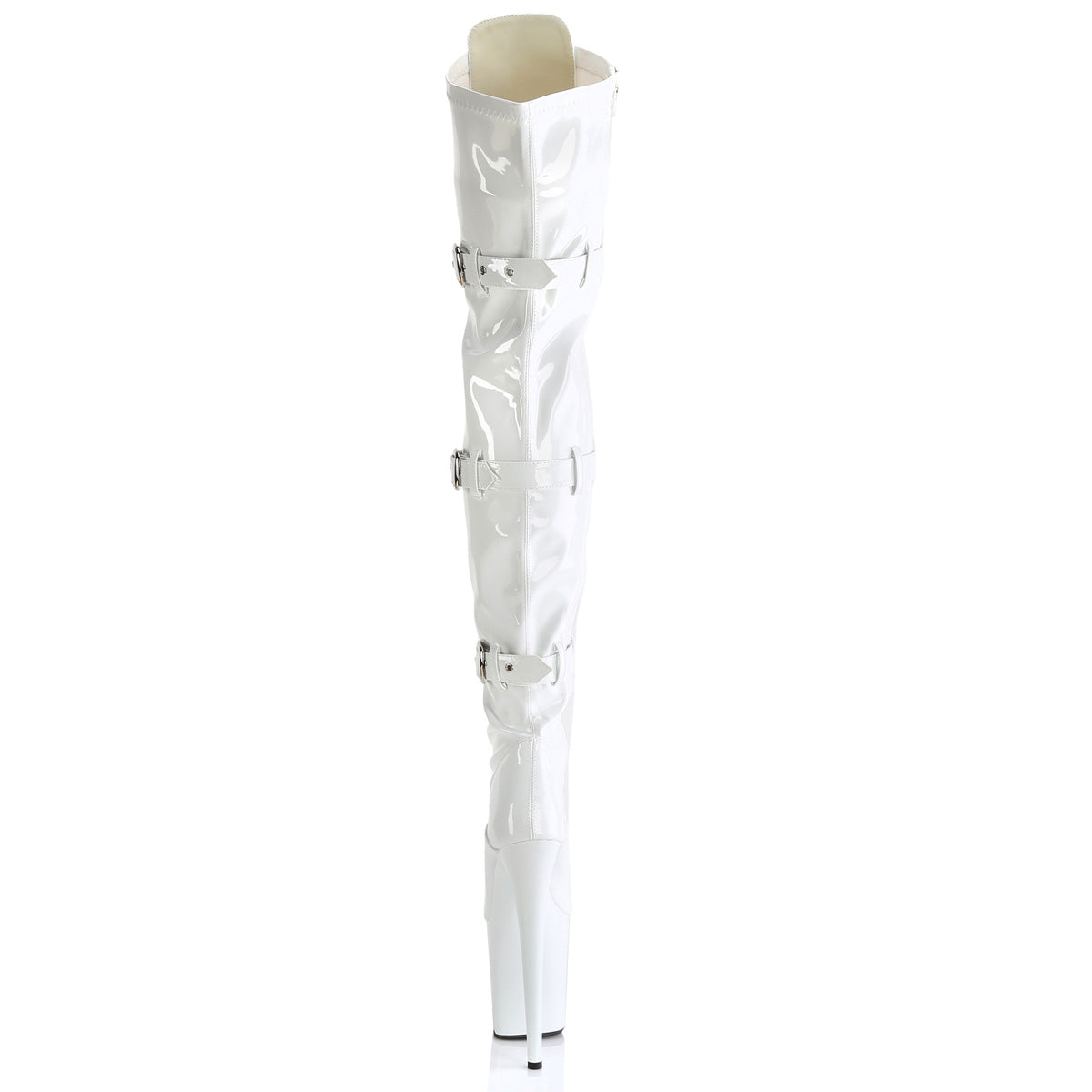 Pleaser Women's Platform Shoes FLAMINGO-3028 Wht Str. Pat/Wht