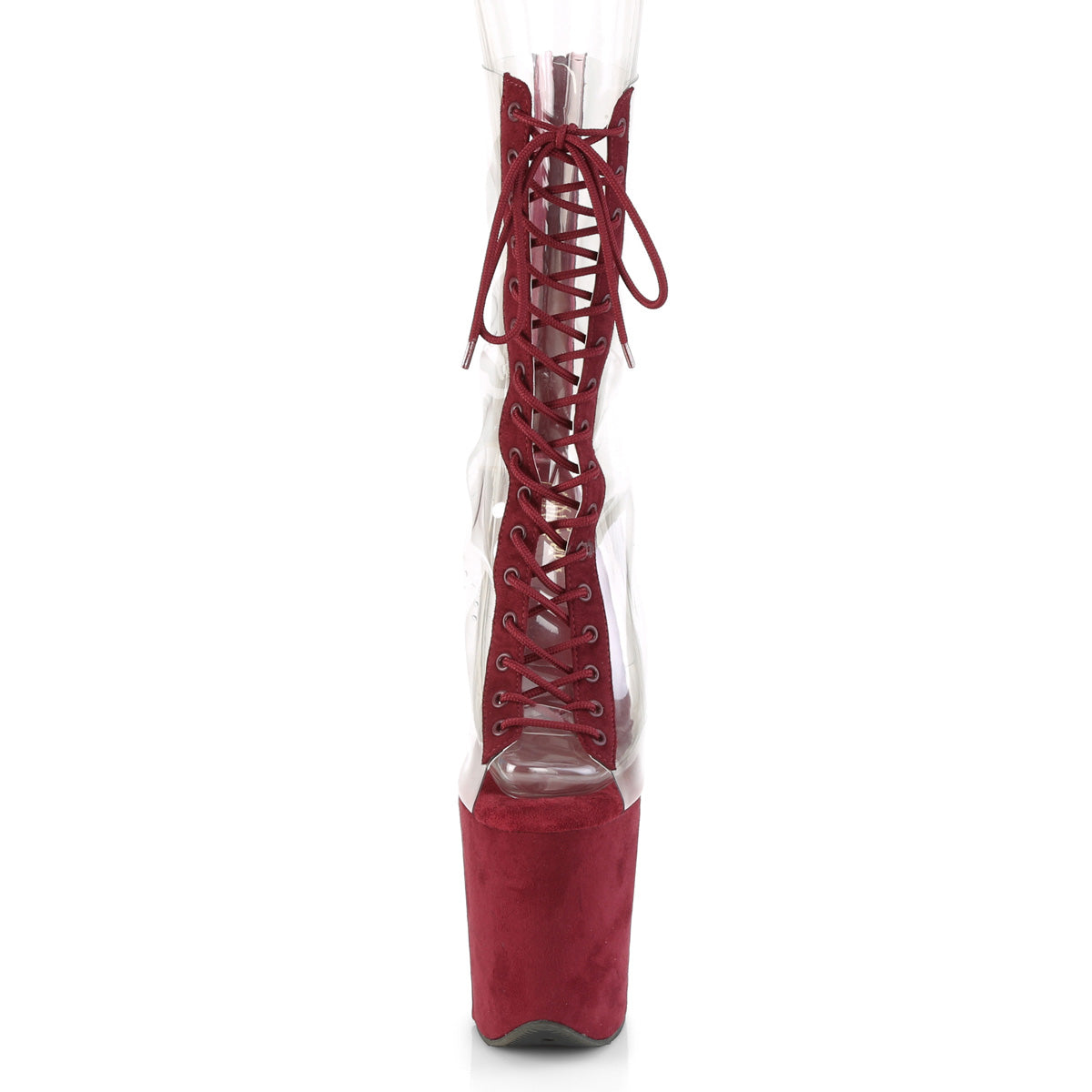 Pleaser Damen Knöchelstiefel FLAMINGO-800-34fs CLR-Burgund Faux Wildleder / Burgund Wildleder