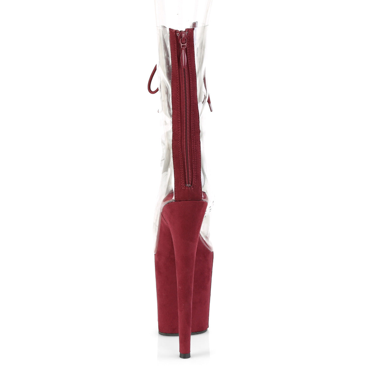 Pleaser Damen Knöchelstiefel FLAMINGO-800-34fs CLR-Burgund Faux Wildleder / Burgund Wildleder