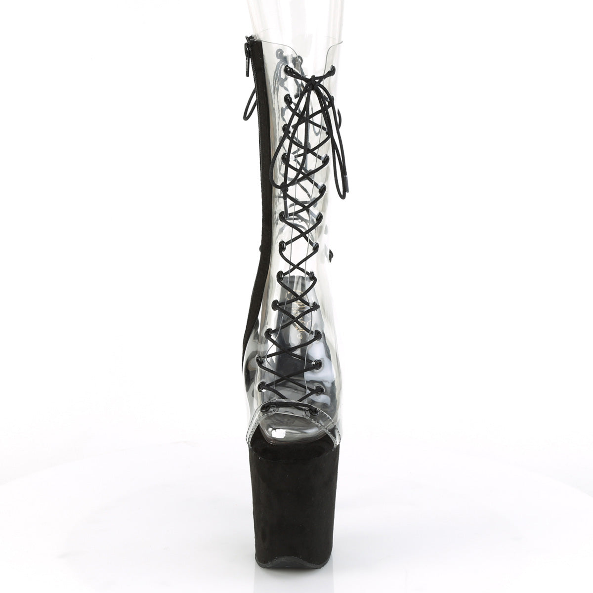 Pleaser Damen Knöchelstiefel FLAMINGO-800-60FS CLR / BLK Faux Wildleder