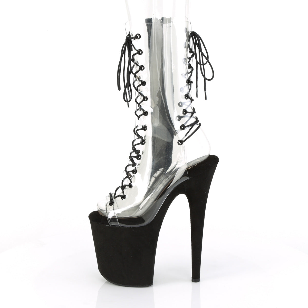 Pleaser Damen Knöchelstiefel FLAMINGO-800-60FS CLR / BLK Faux Wildleder