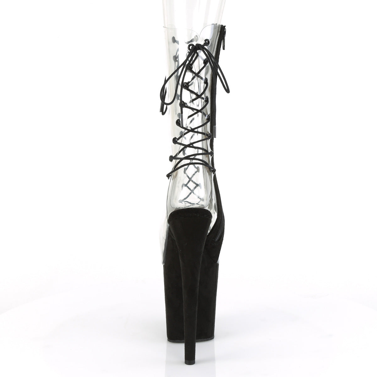 Pleaser Damen Knöchelstiefel FLAMINGO-800-60FS CLR / BLK Faux Wildleder