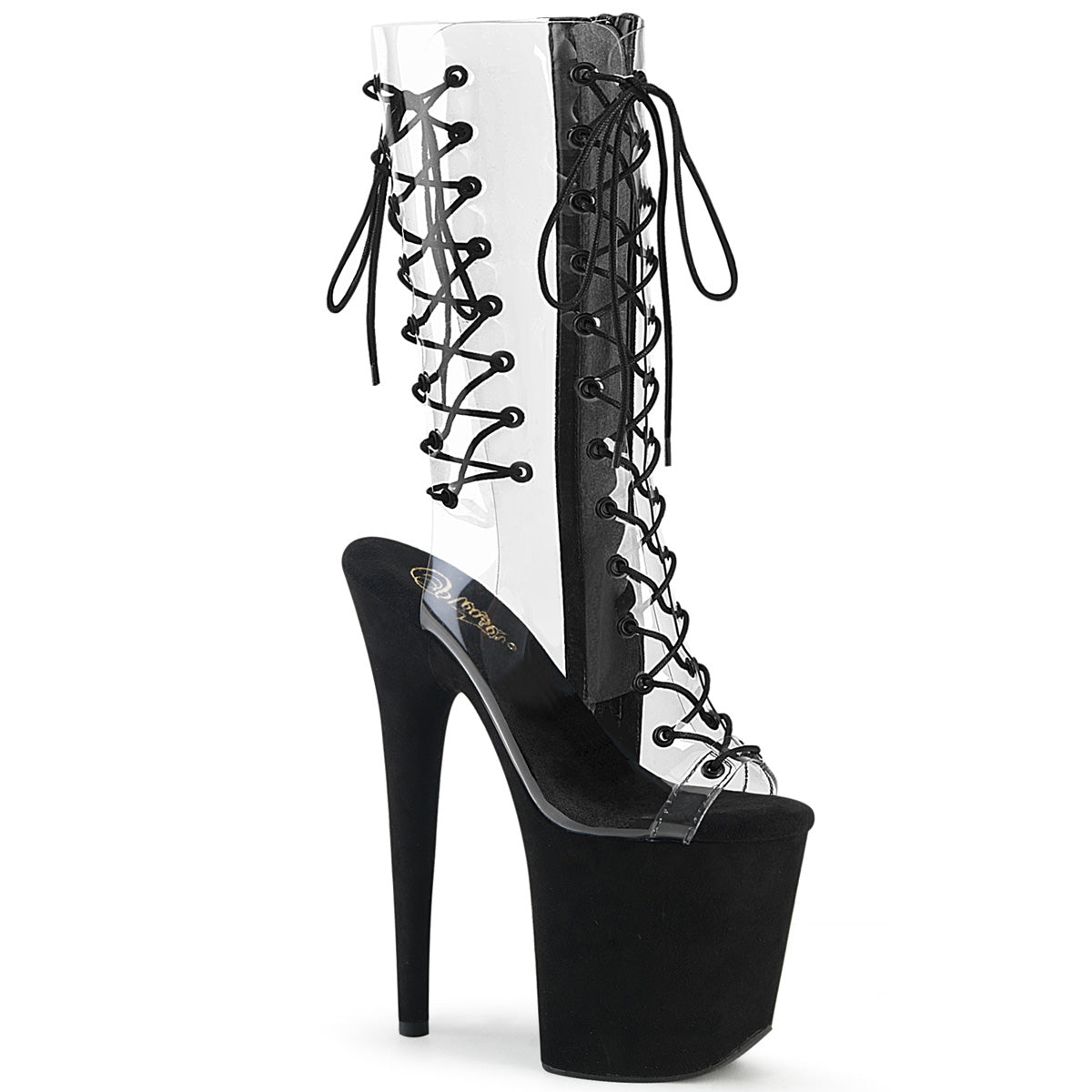 Pleaser Damen Knöchelstiefel FLAMINGO-800-60FS CLR / BLK Faux Wildleder
