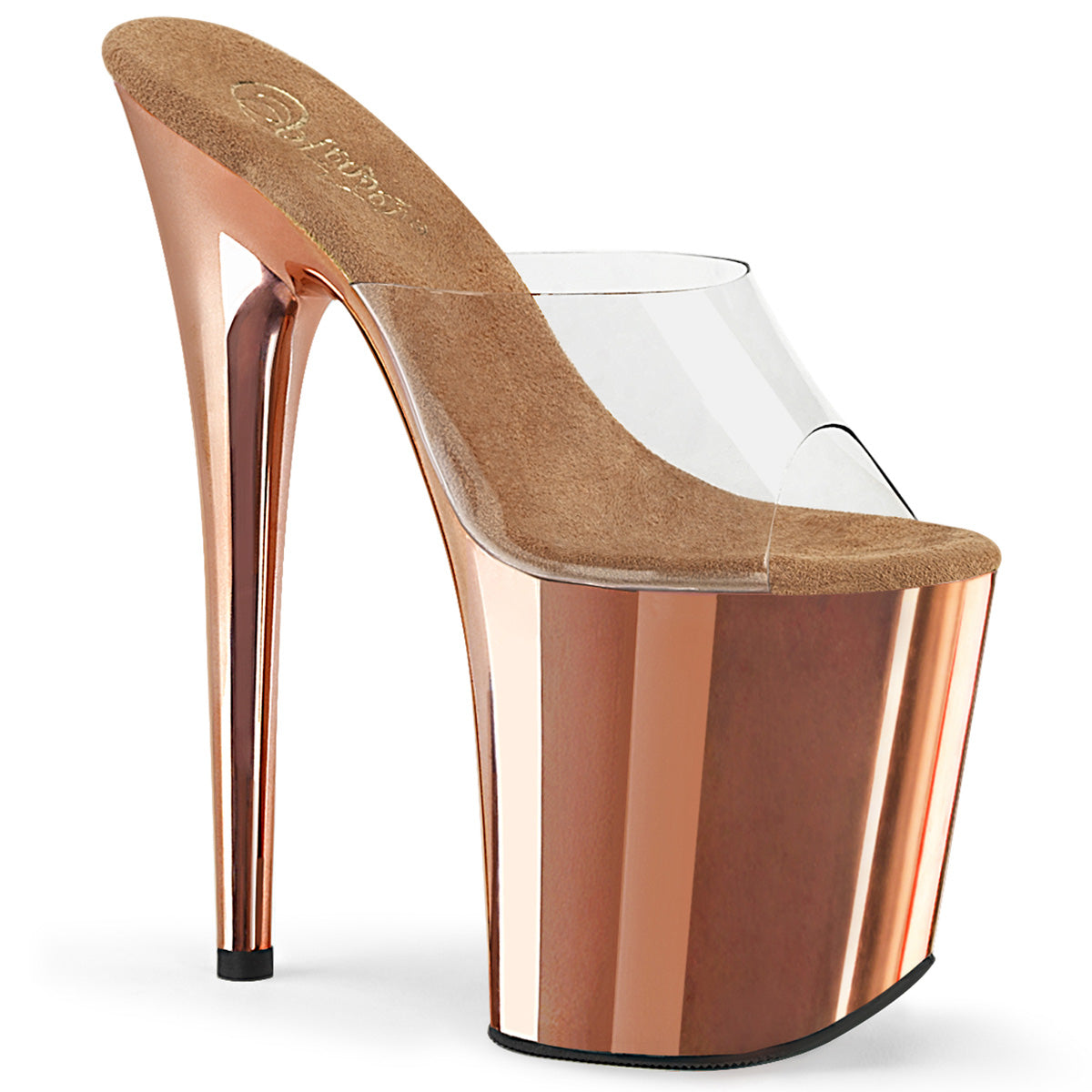 Pleaser Damen Sandalen FLAMINGO-801 CLR / ROSE GOLD Chrome