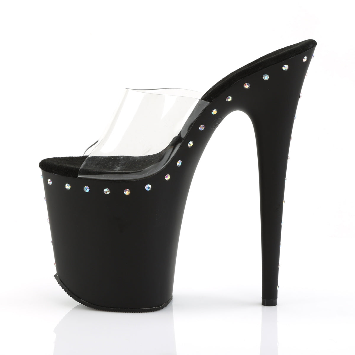 Pleaser Womens Sandals FLAMINGO-801ABLS Clr/Blk Matte