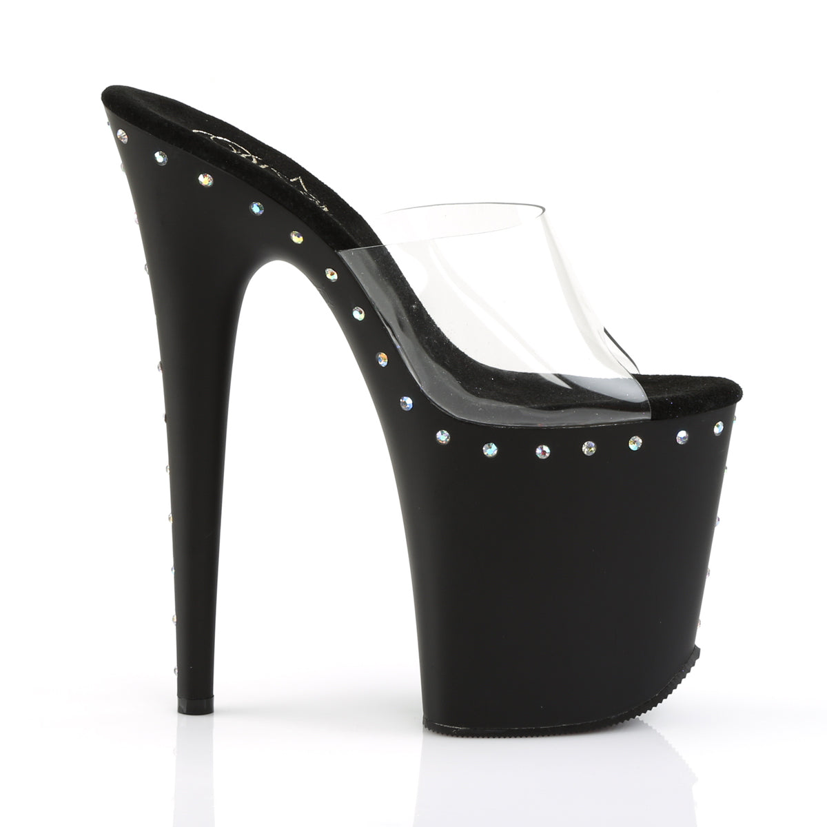 Pleaser Womens Sandals FLAMINGO-801ABLS Clr/Blk Matte
