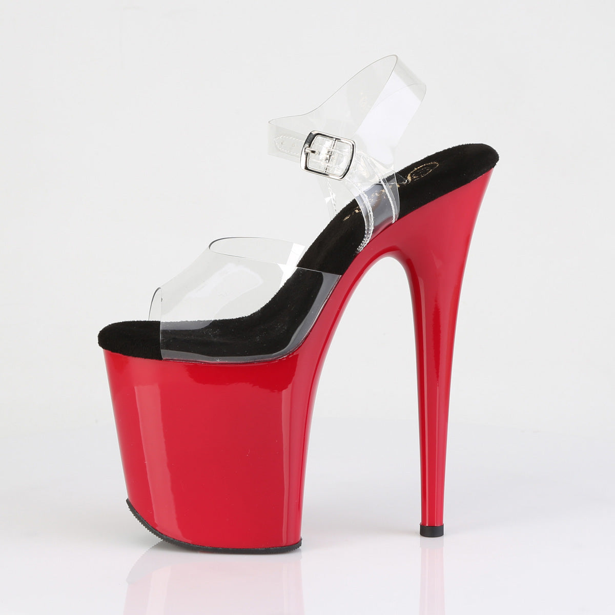 Pleaser Women's Platform Shoes FLAMINGO-808 Clr-Blk/Red