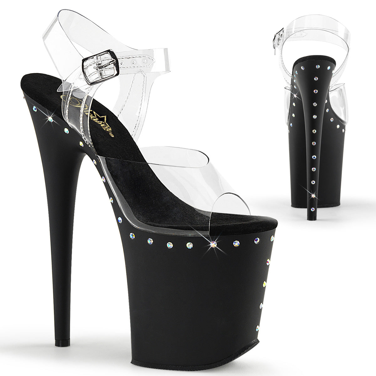 Pleaser Damen Sandalen FLAMINGO-808abls CLR / BLK Matte