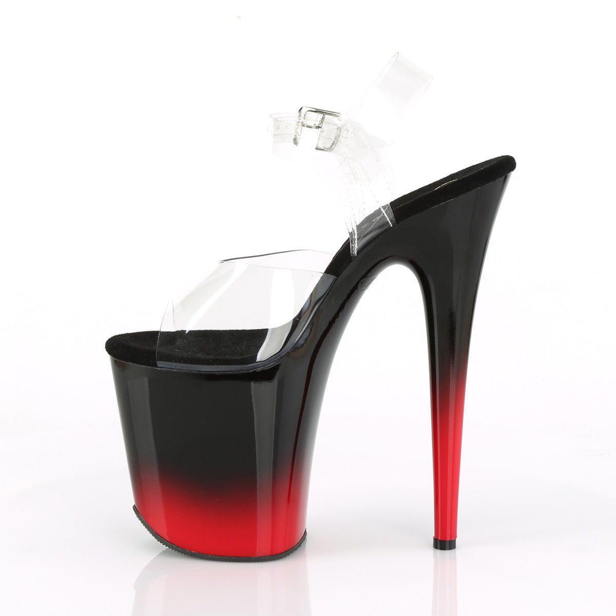 Pleaser Damen Sandalen FLAMINGO-808BR-H CLR / BLK-rot