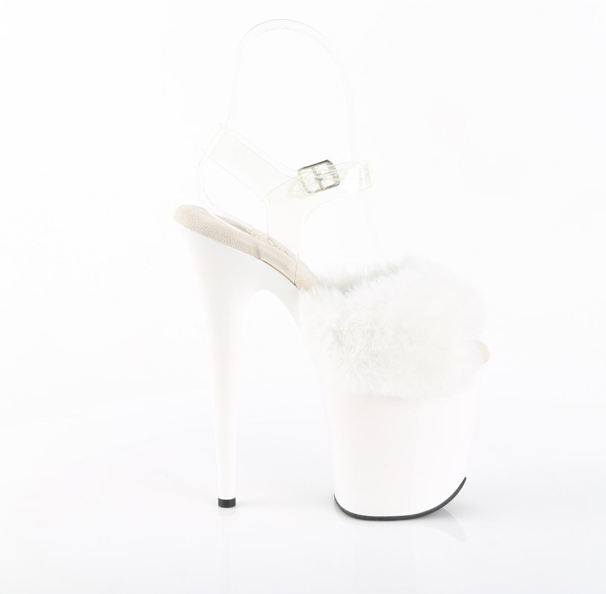 Pleaser Women's Platform Shoes FLAMINGO-808FUR Wht Faux Fur-Clr TPU/Wht