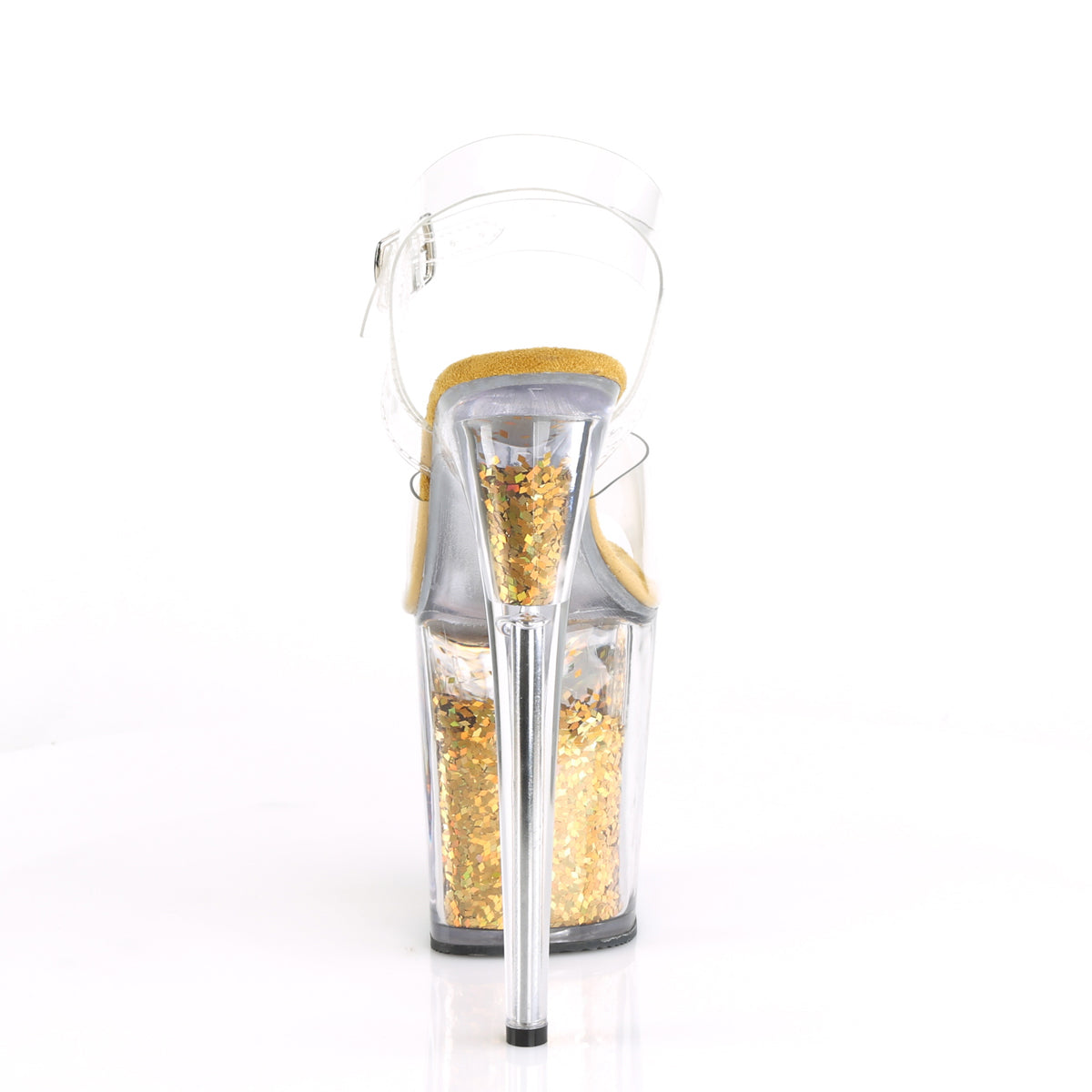 Pleaser Womens Sandals FLAMINGO-808GF Clr/Gold Multi Glitter