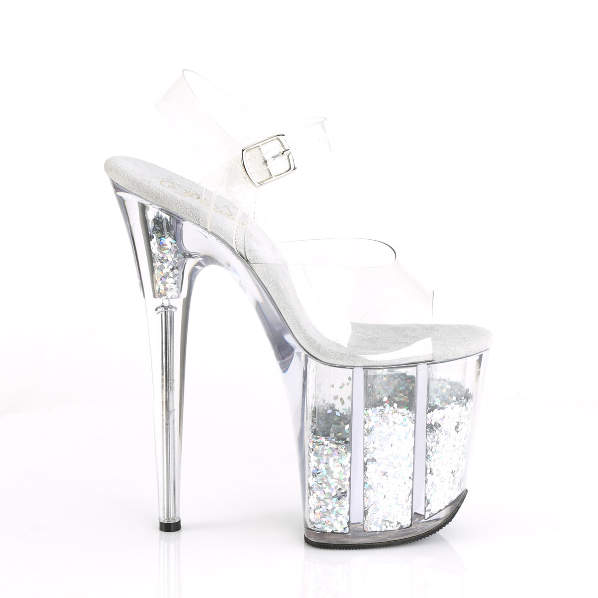 Pleaser Damen Sandalen FLAMINGO-808GF CLR / SLV Multi Glitter