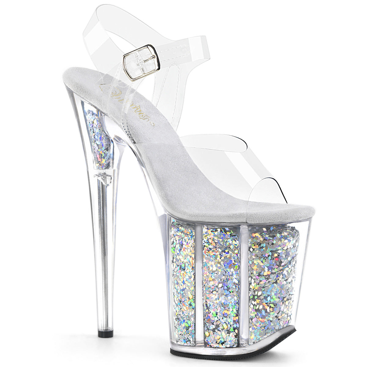 Pleaser Damen Sandalen FLAMINGO-808GF CLR / SLV Multi Glitter