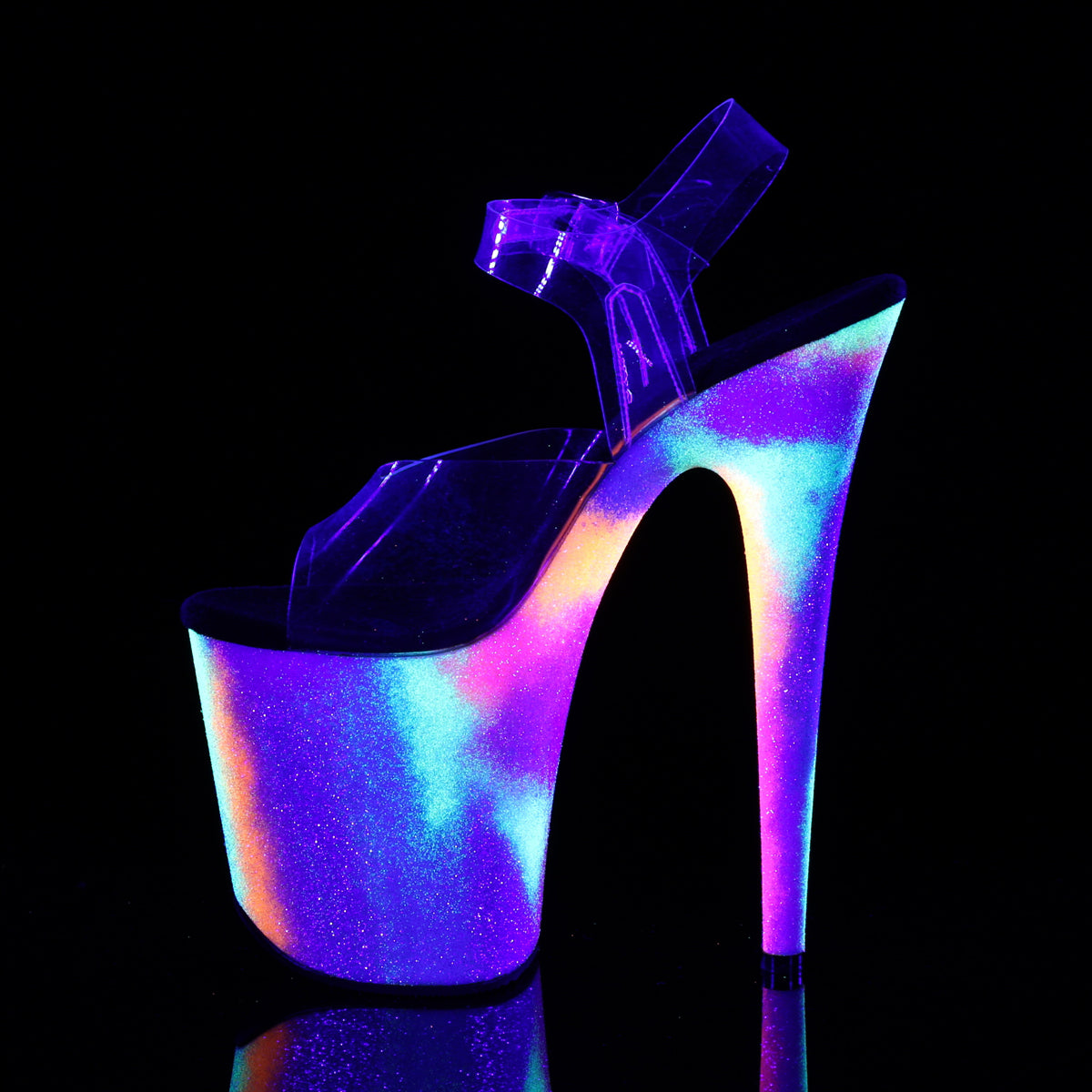 Pleaser Damen Sandalen FLAMINGO-808Gxy CLR / Neon Glitter