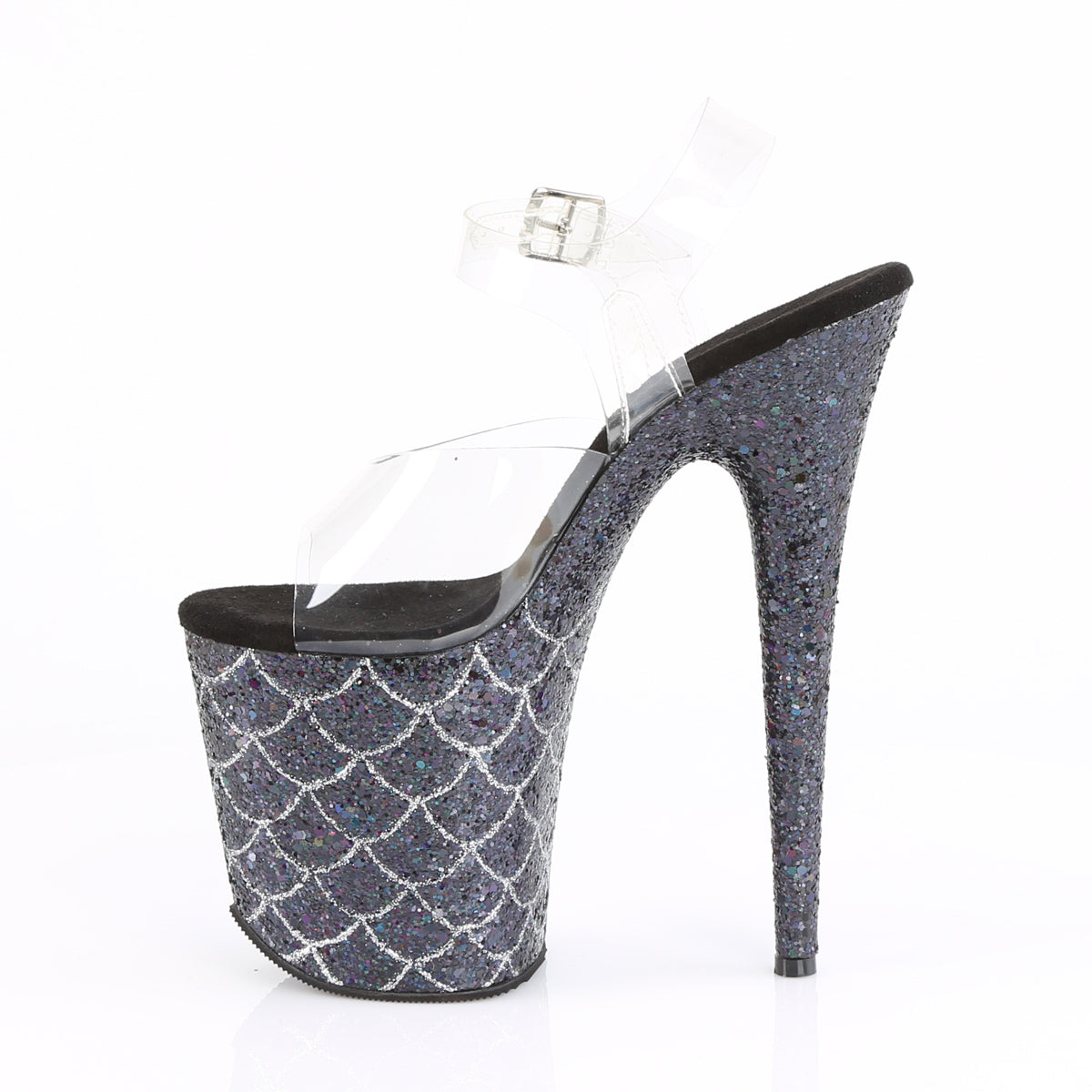 Pleaser Womens Sandals FLAMINGO-808MSLG Clr/Blk Multi Glitter