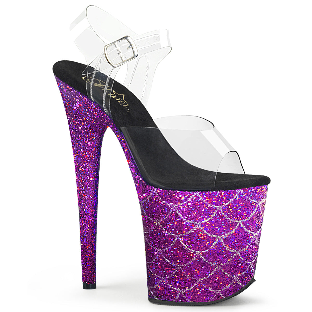 Pleaser Damen Sandalen FLAMINGO-808msLG CLR / Lila Multi Glitter