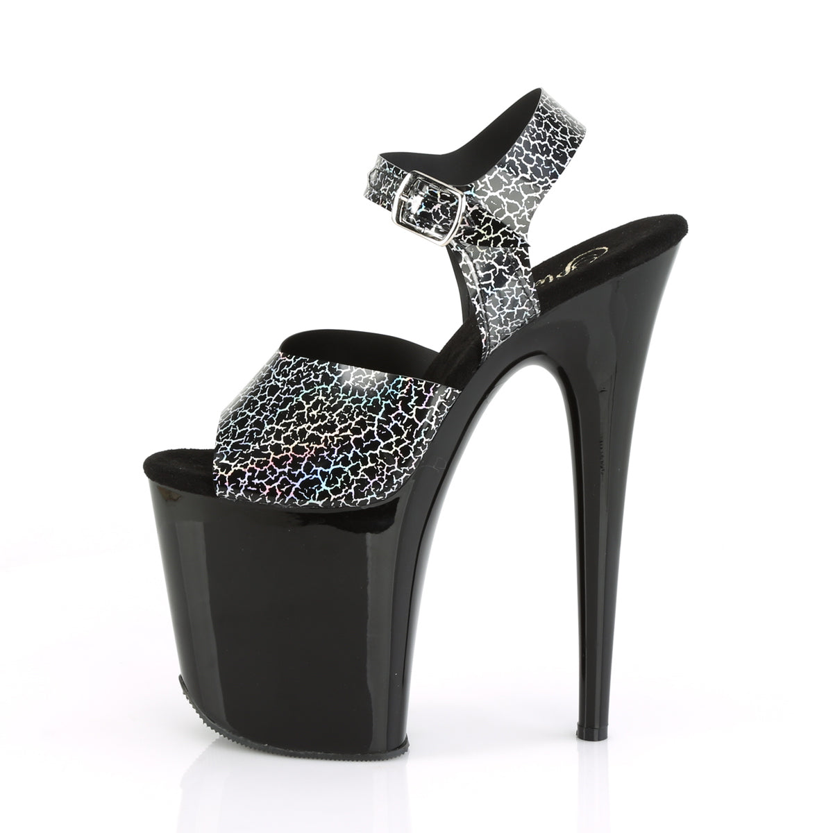 Pleaser Womens Sandals FLAMINGO-808N-CK Blk Cracker Hologram TPU/Blk