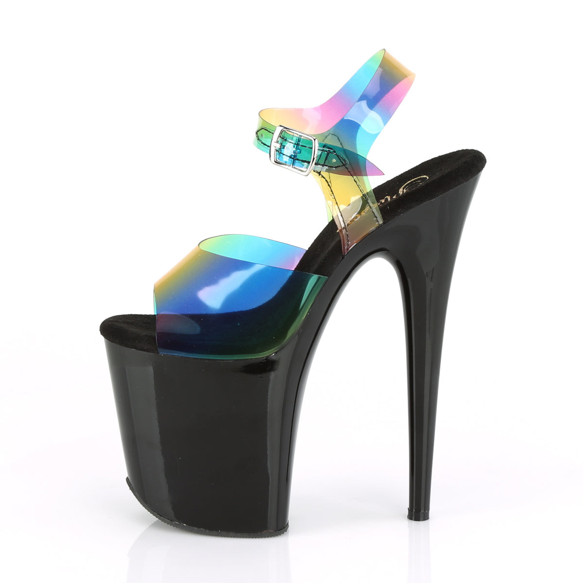Pleaser Damen Sandalen FLAMINGO-808rb. Rainbow PVC / BLK.