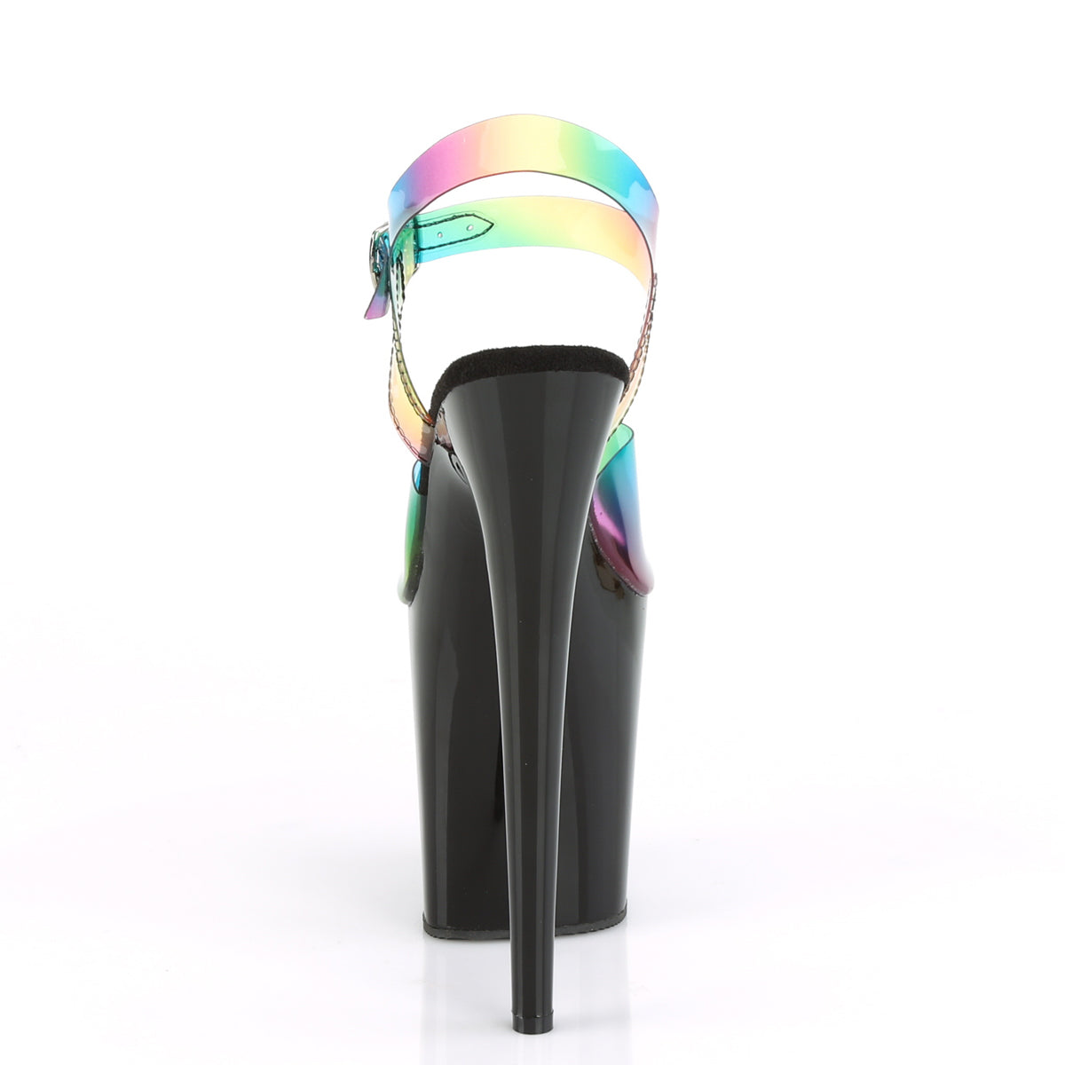 Pleaser Damen Sandalen FLAMINGO-808rb. Rainbow PVC / BLK.