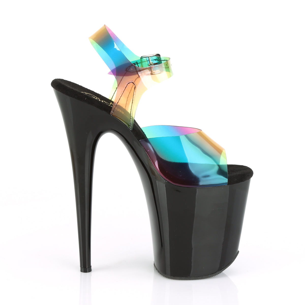 Pleaser Damen Sandalen FLAMINGO-808rb. Rainbow PVC / BLK.