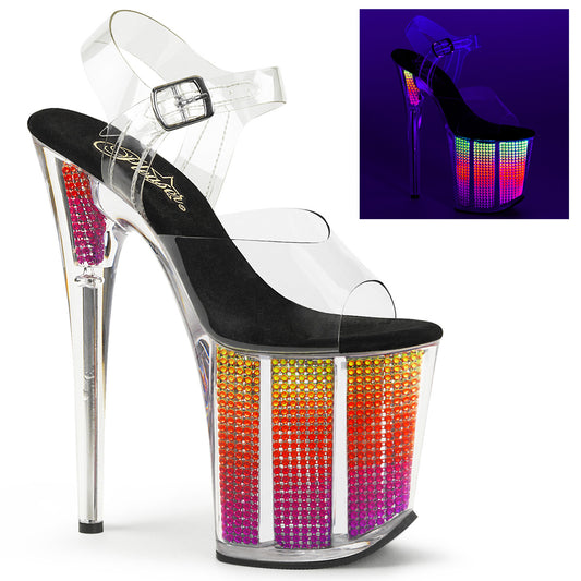 Pleaser Damen Sandalen FLAMINGO-808SRS CLR / Neon Multi SRS