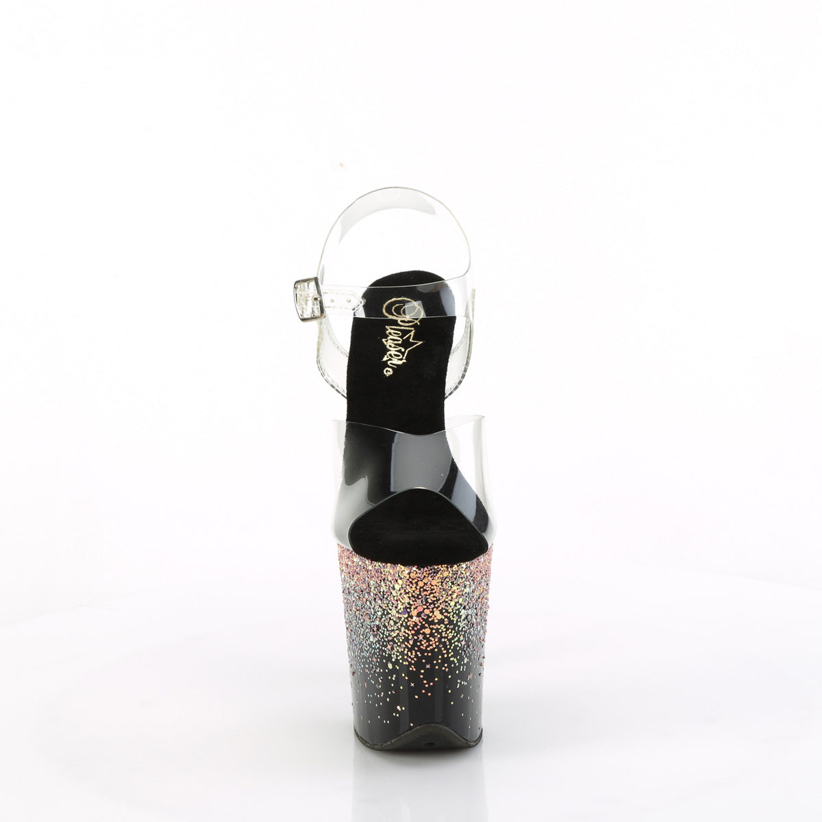 Pleaser FLAMINGO-808SS CLR/Blk-Dusty Blush Multi Glitter
