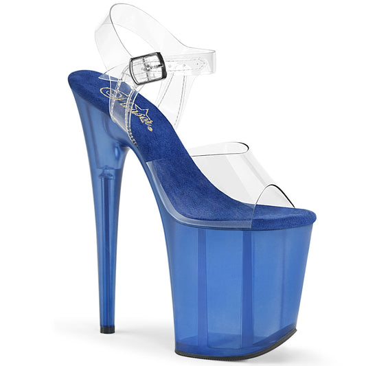 Pleaser Damen Sandalen FLAMINGO-808t clr / blau getönt
