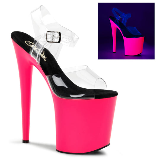 Pleaser Damen Sandalen FLAMINGO-808UV CLR / NEON PINK