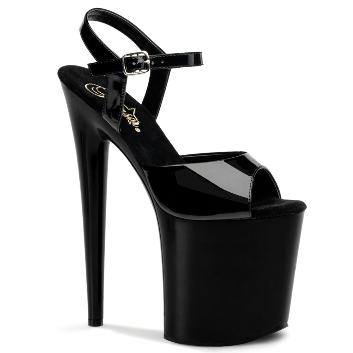 Pleaser Damen Sandalen FLAMINGO-809 BLK Pat / BLK