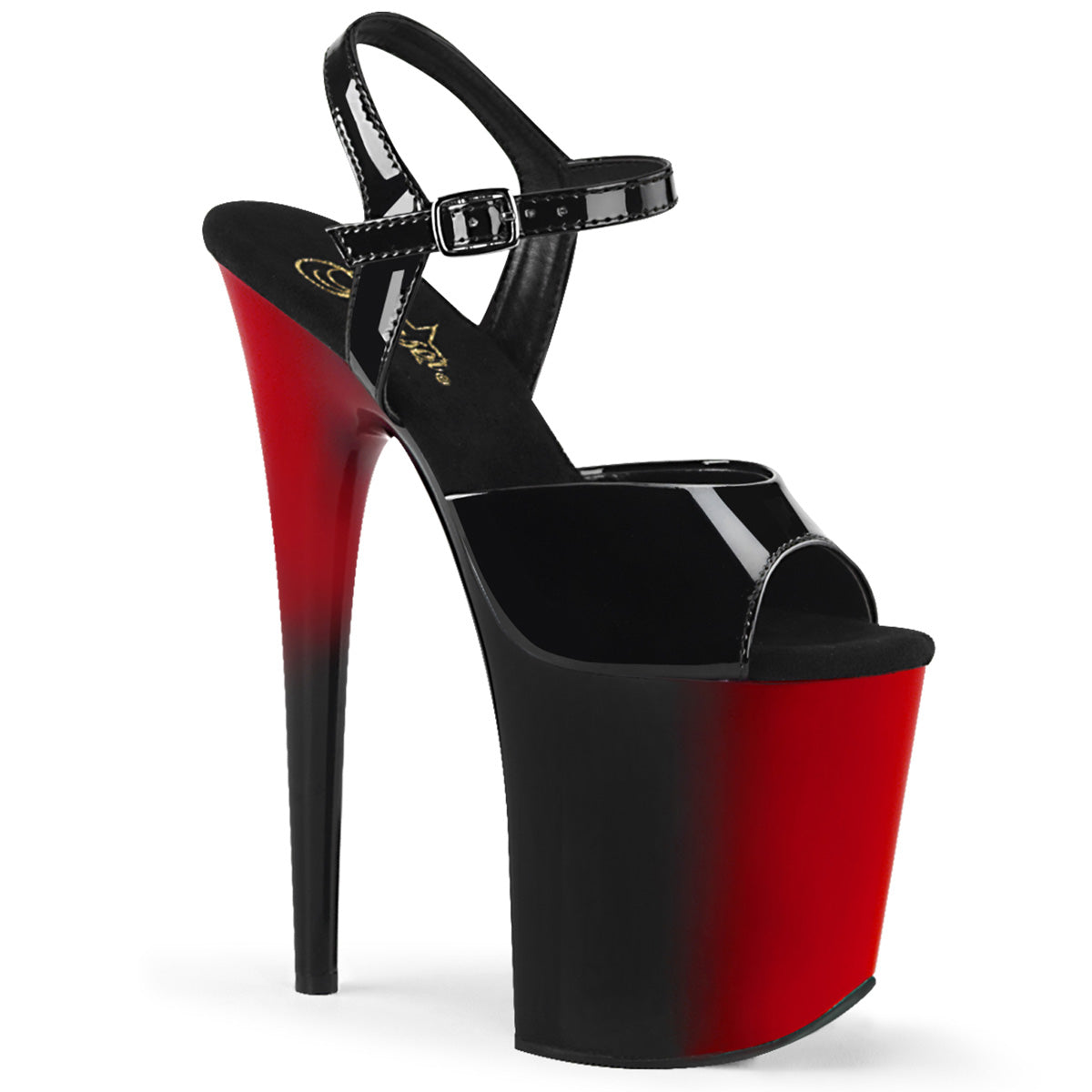 Pleaser Damen Sandalen FLAMINGO-809BR BLK Pat / Red-BLK