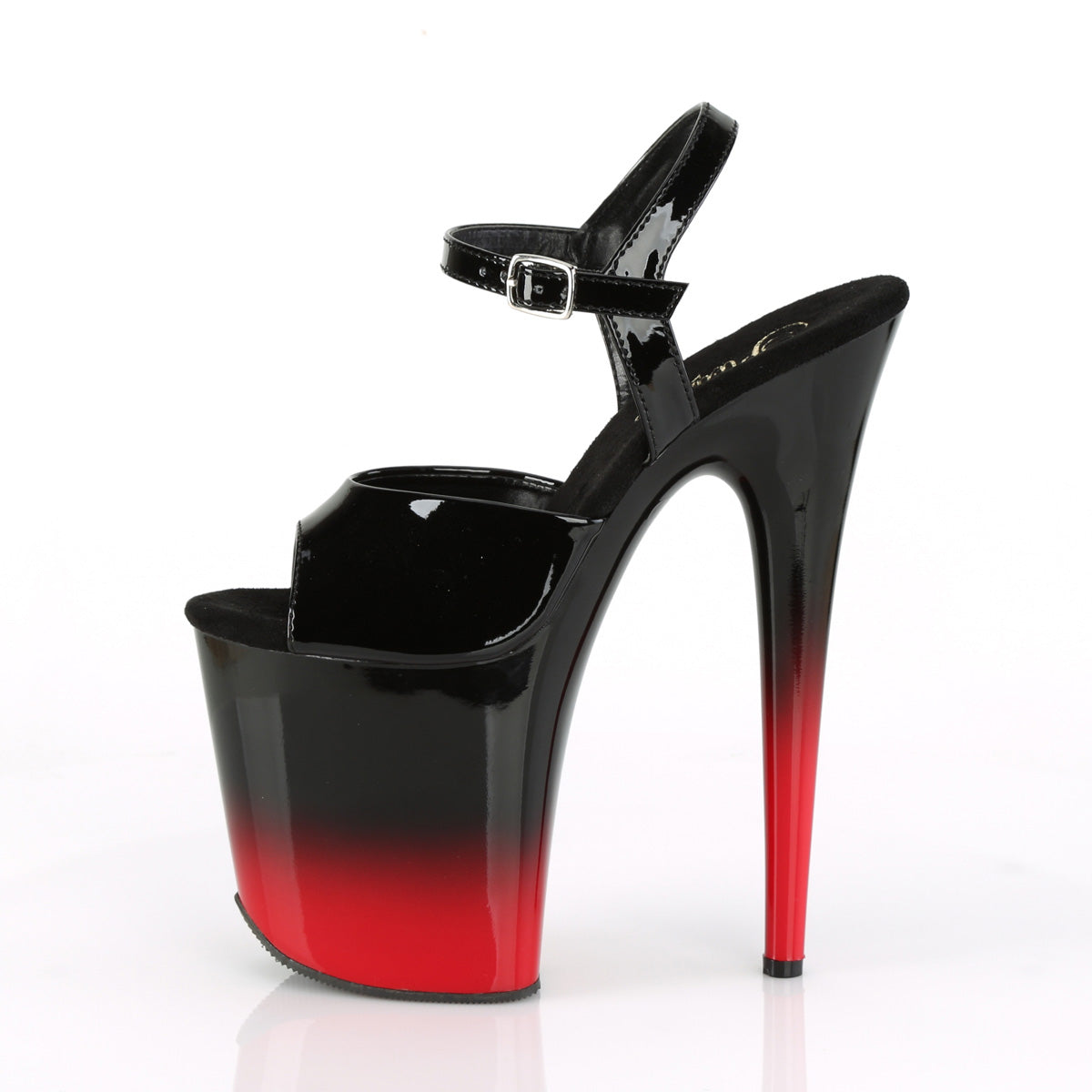Pleaser Damen Sandalen FLAMINGO-809BR-H BLK Pat / BLK-rot
