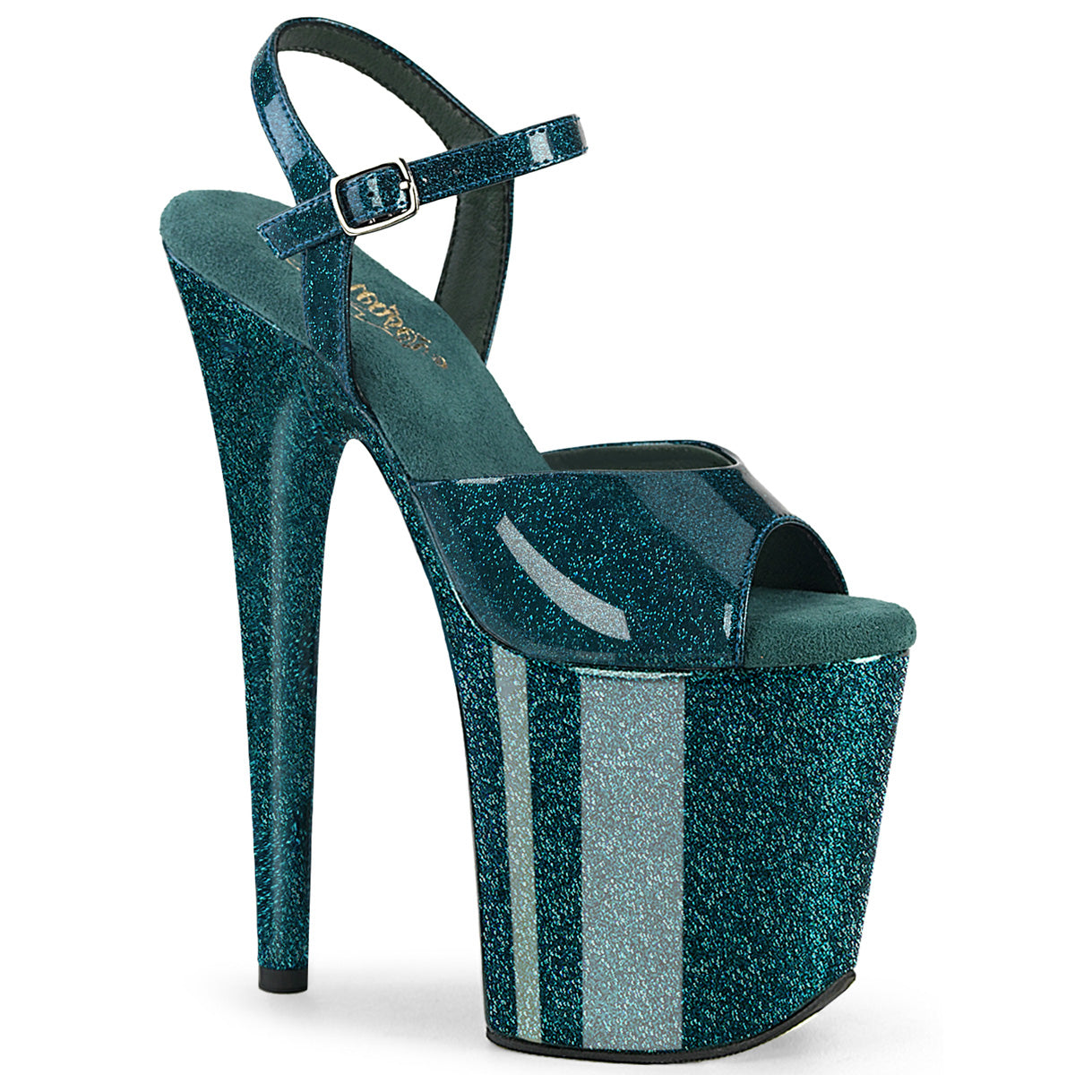 Pleaser FLAMINGO-809gp blaugrüne glitzer pat/m