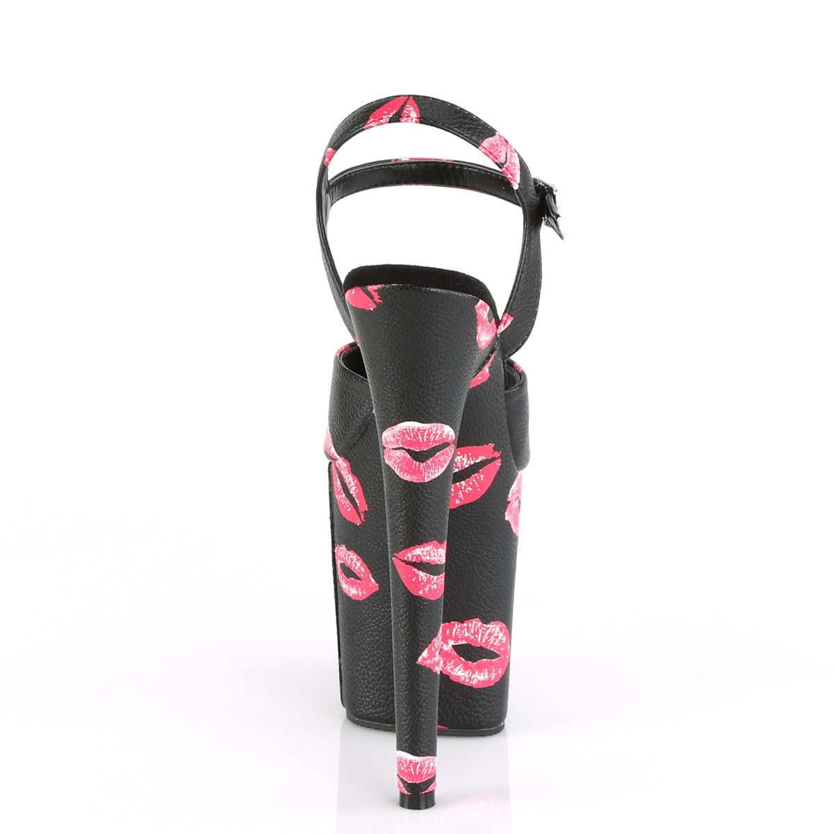 Pleaser Damen Sandalen FLAMINGO-809Kisses BLK Faux Leder / BLK Kunstleder