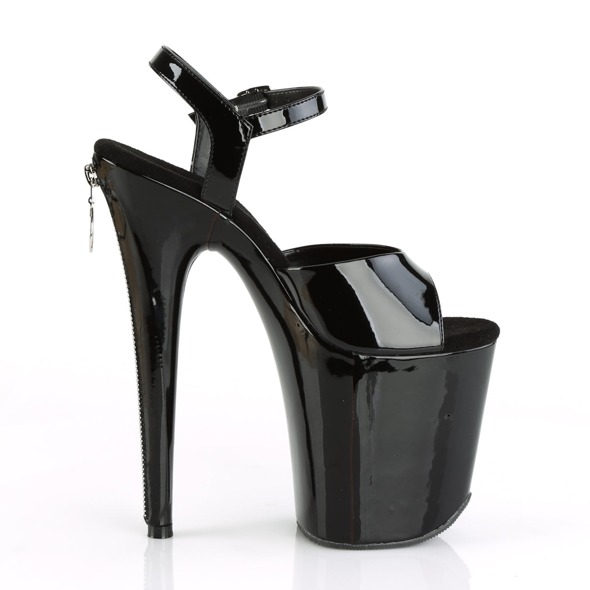 Pleaser Damen Sandalen FLAMINGO-809z BLK Pat / BLK
