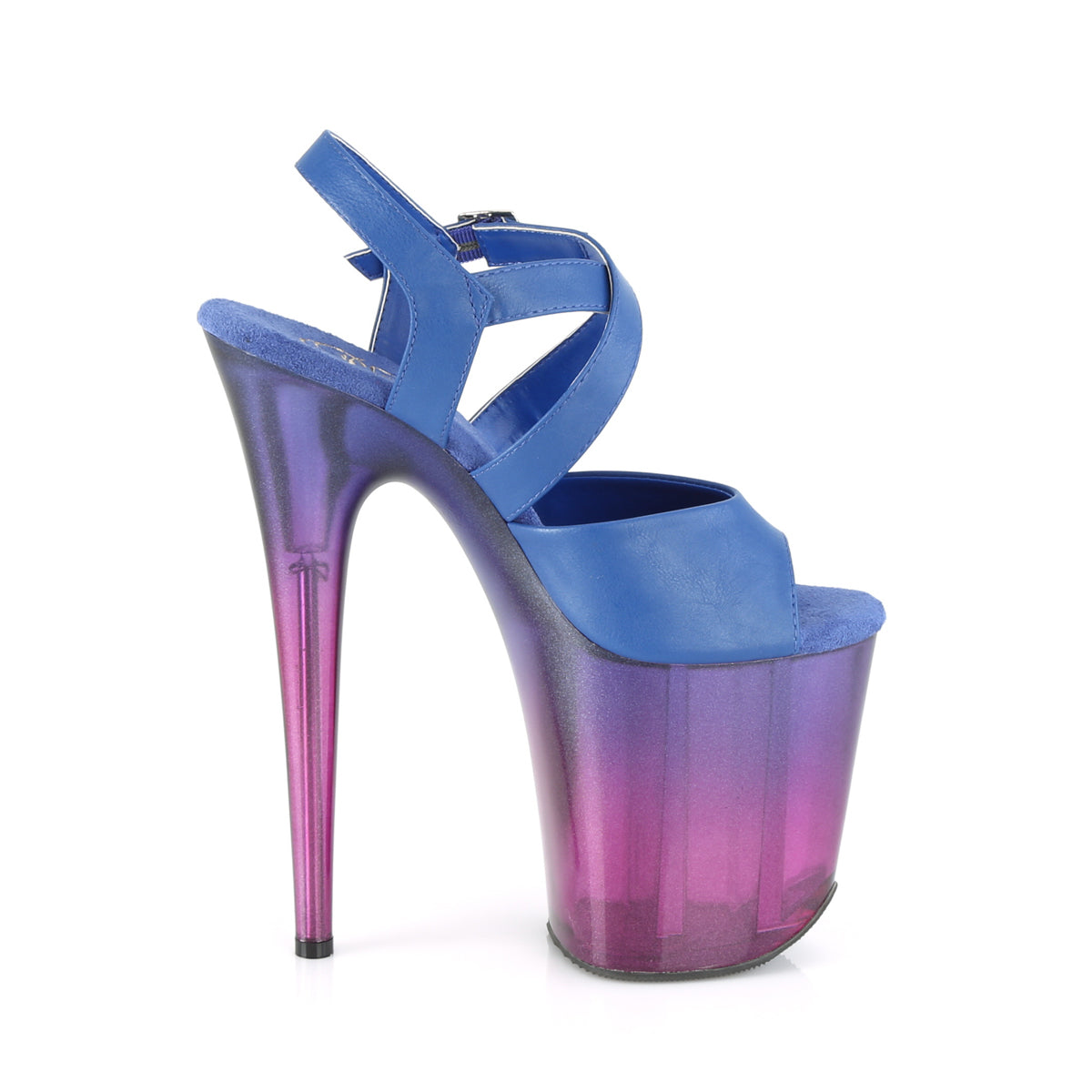 Pleaser Damen Sandalen FLAMINGO-822t Blaues Kunstleder / blau-lila Ombre