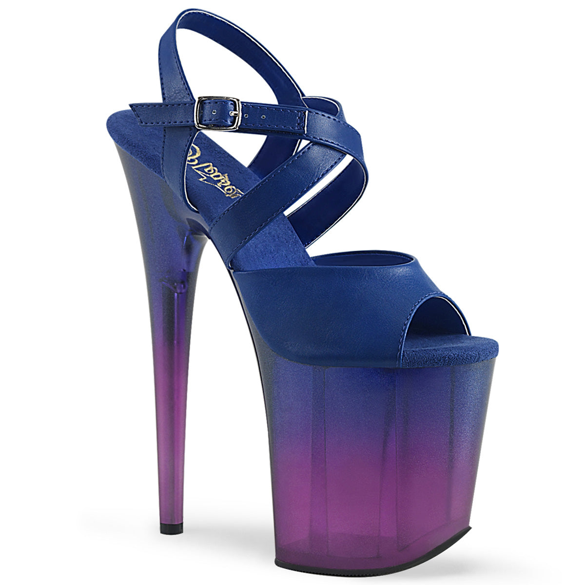 Pleaser Damen Sandalen FLAMINGO-822t Blaues Kunstleder / blau-lila Ombre